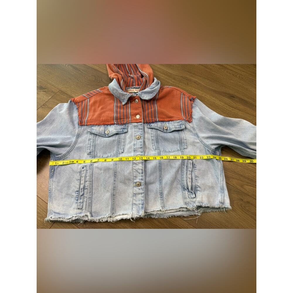 Free People Oversized Baja Hooded Denim Jacket In Baja Wash Size Medium Coastal - Picture 12 of 13